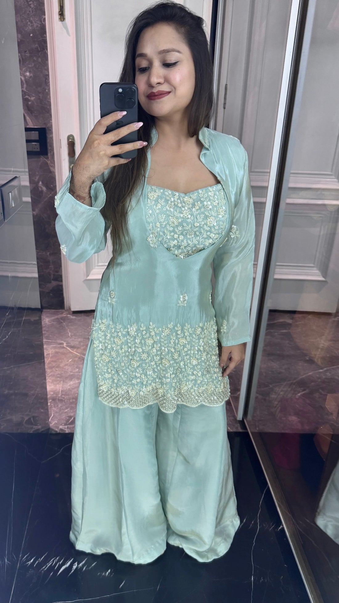 Ice blue sharara suit