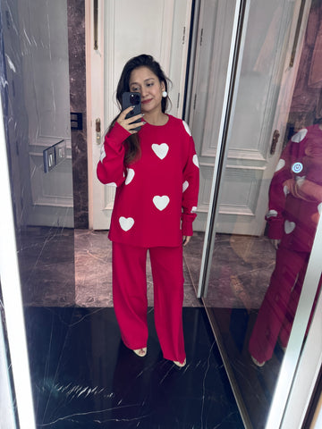 Red heart winter coord set