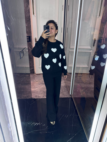 Heart knit winter coord set