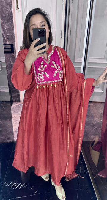 Rust mul chanderi Suit