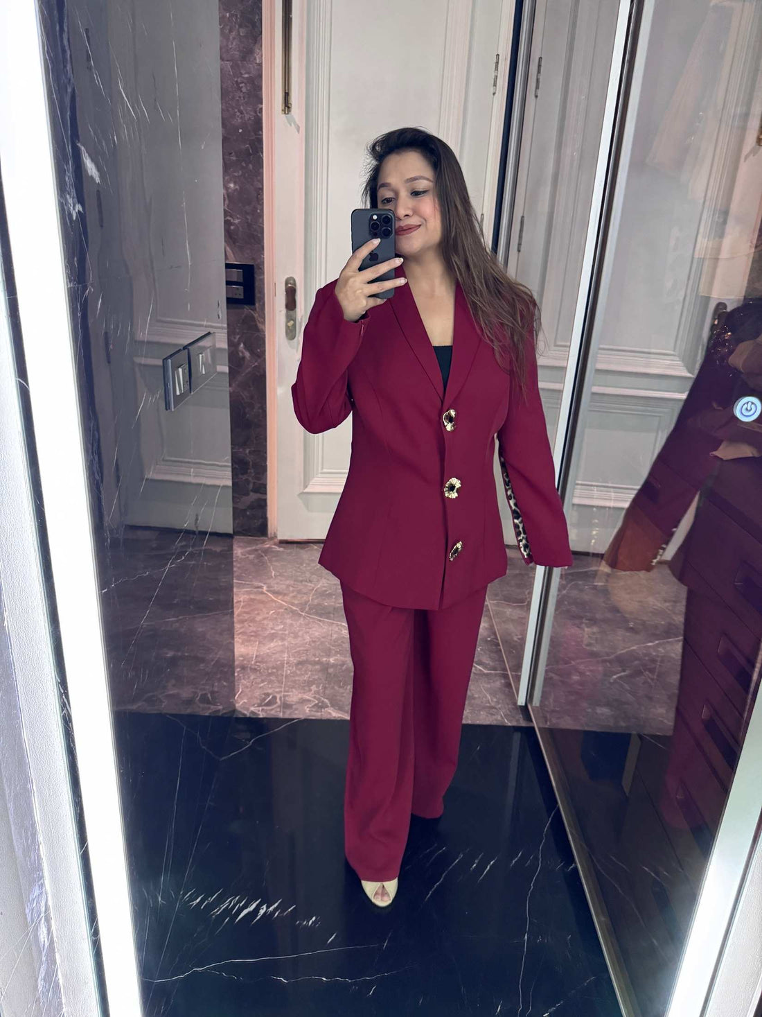 Slit blazer set