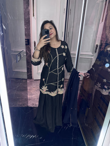Crepe sharara suit