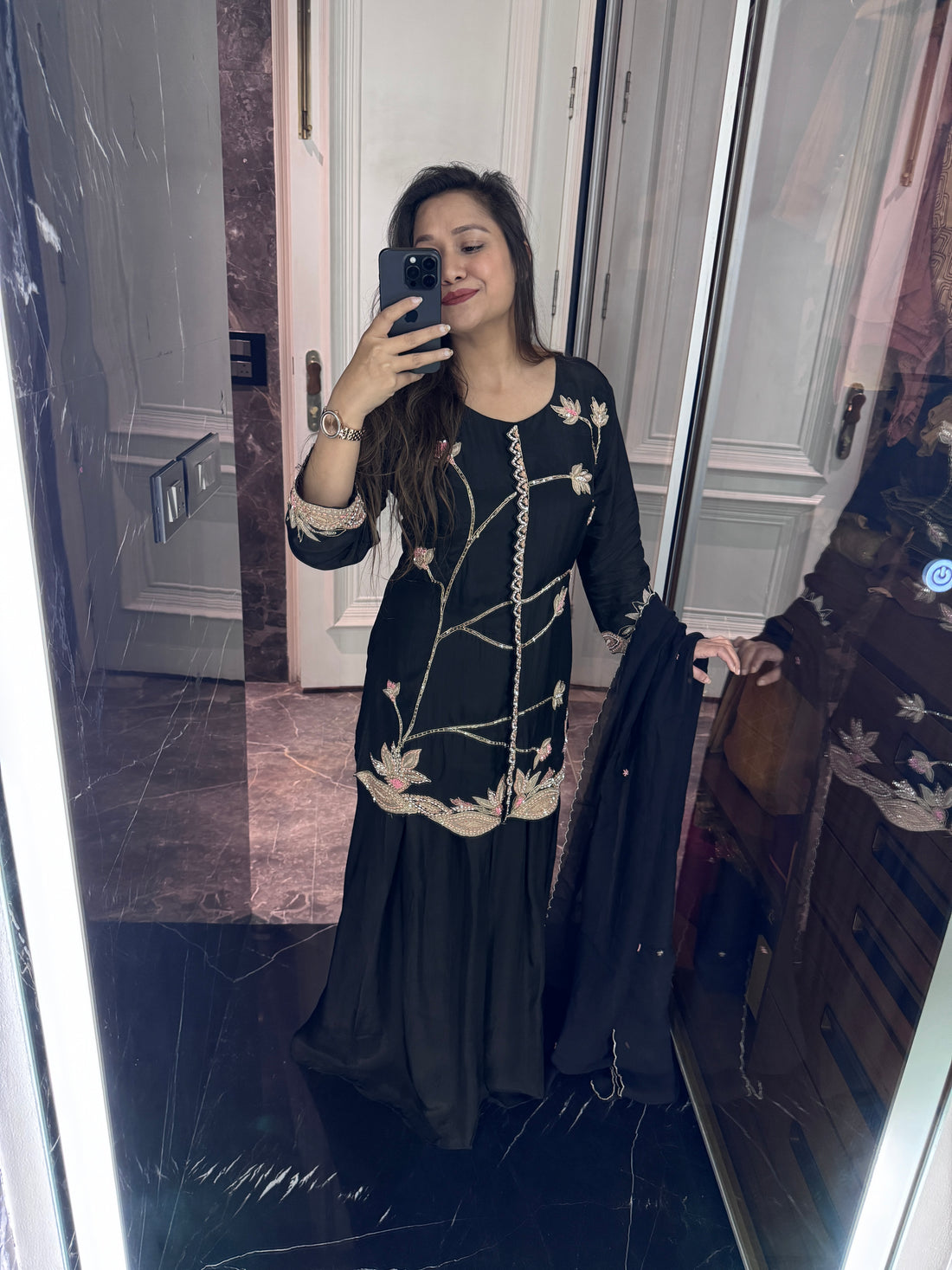 Crepe sharara suit