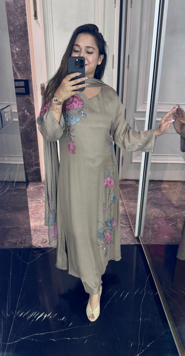 Hand print Anarkali Suit