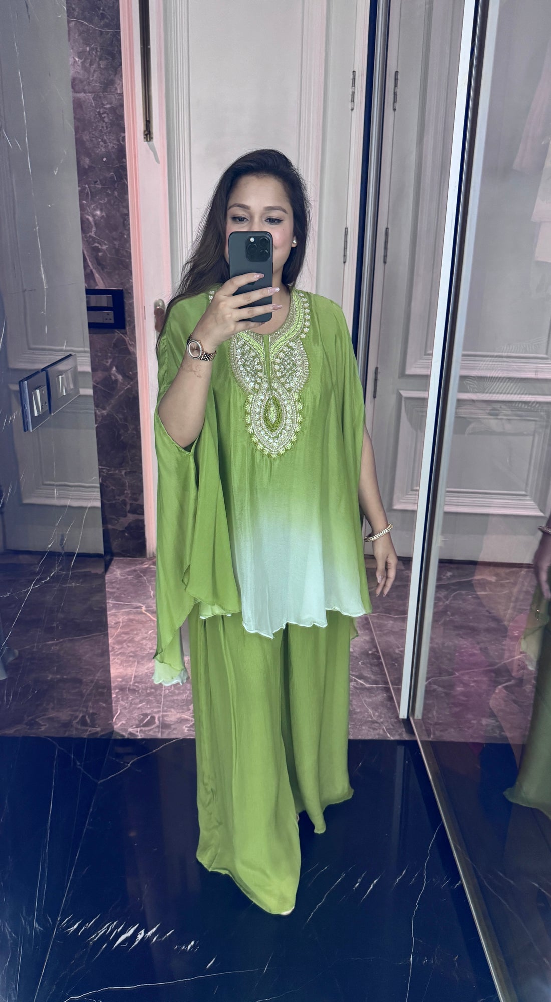 Ombre cape sharara set