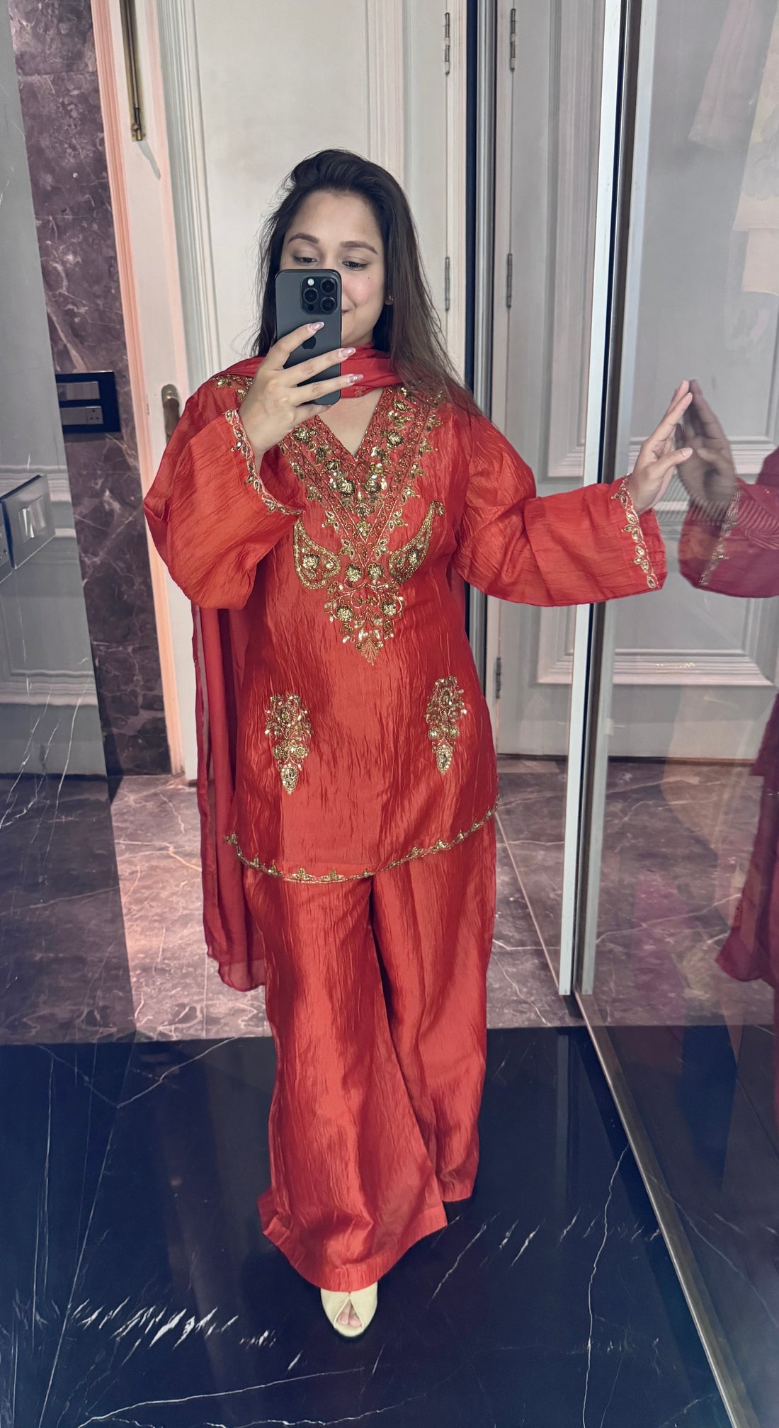 Crush tissue Sharara suit