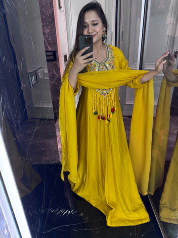 Yellow Anarkali suit
