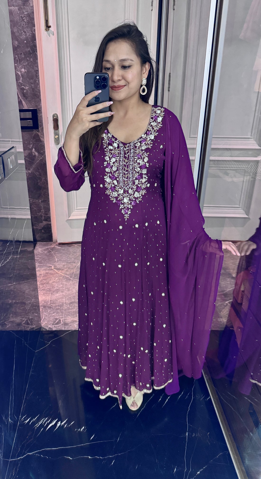 Purple Anarkali suit