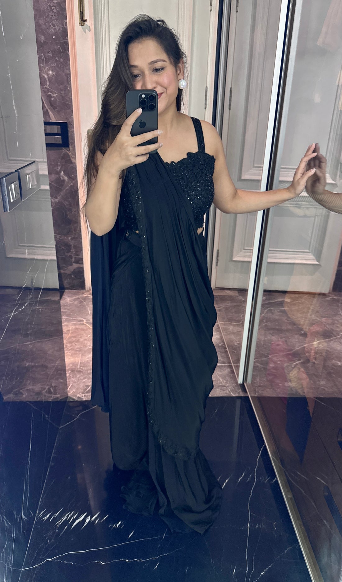 Black drape saree