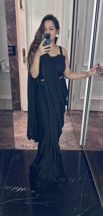 Black drape saree