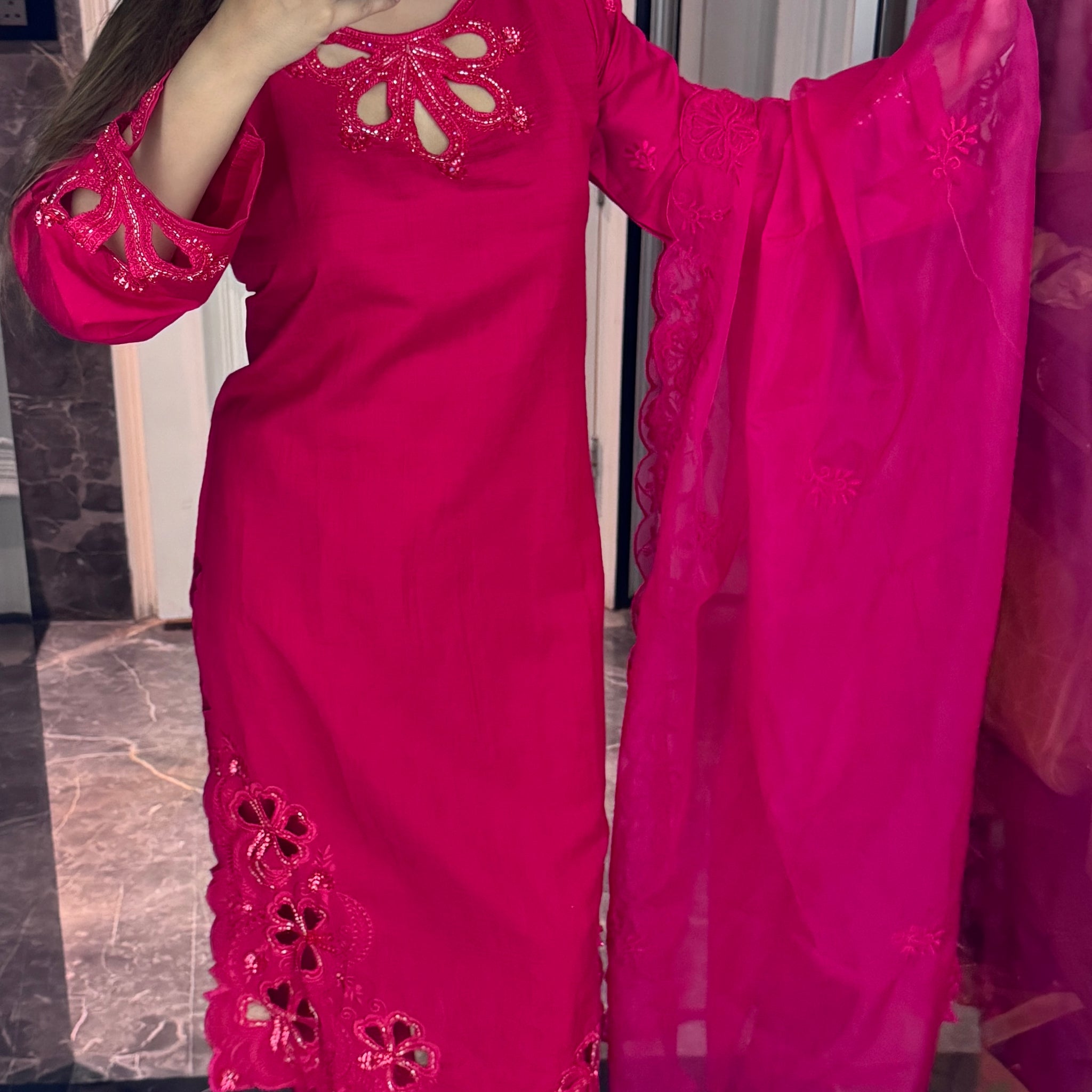 Floral Cut work suit
