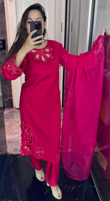 Floral Cut work suit