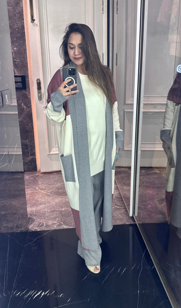 Knitted long cape set