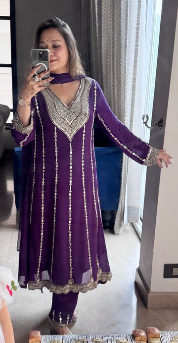 Purple Anarkali suit