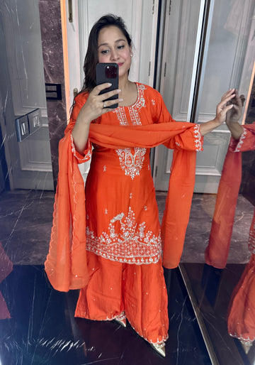 Orange sharara suit