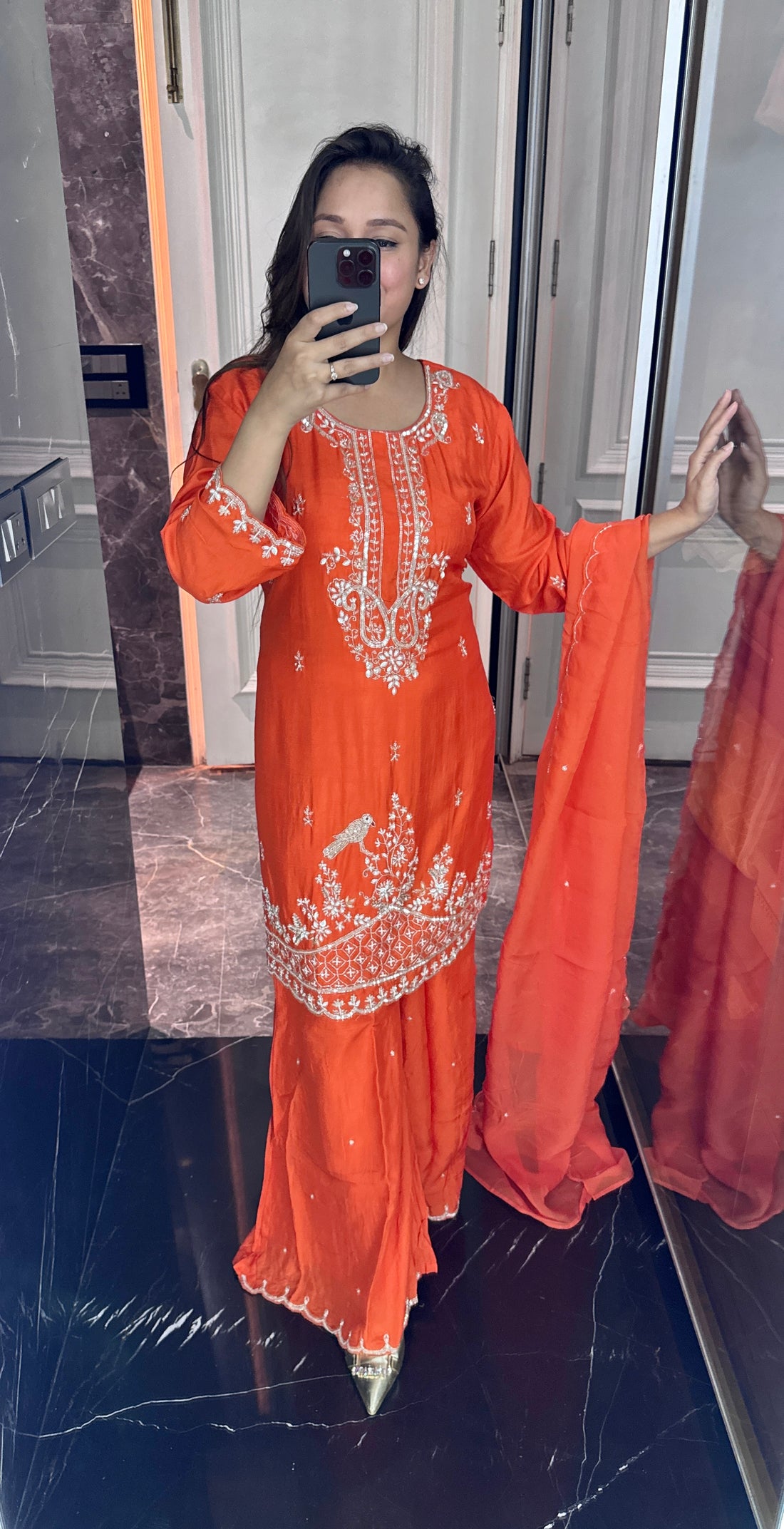 Orange sharara suit