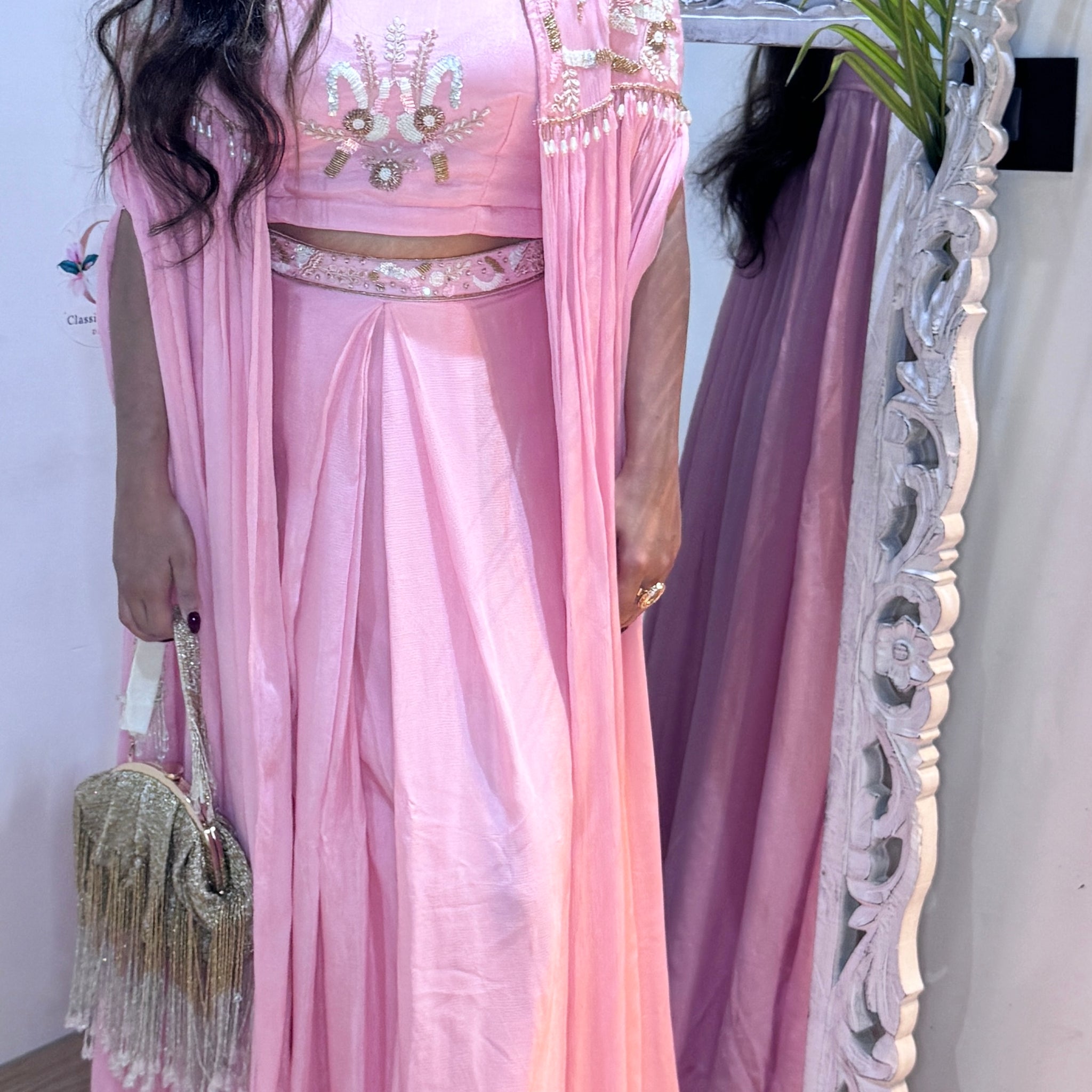 Simran Cape Set - Pink