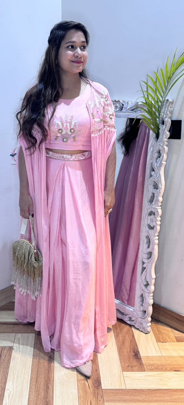 Simran Cape Set - Pink