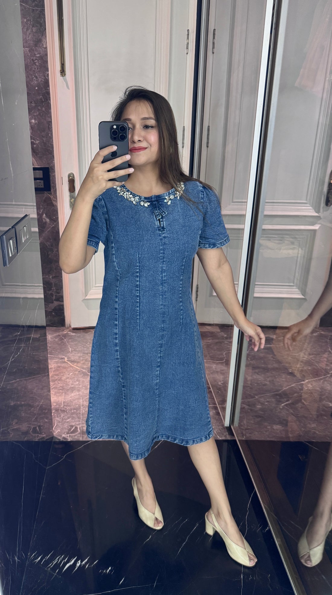 Rhinestone denim dress