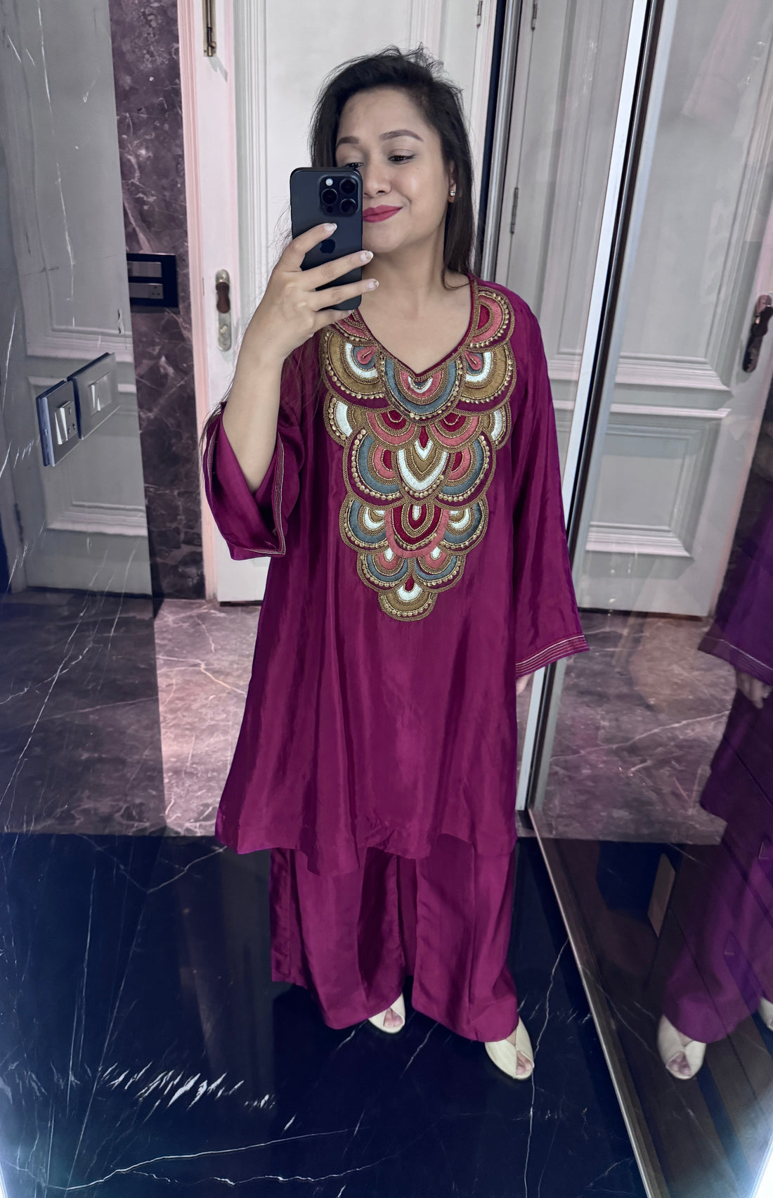 Scallop crepe coord set