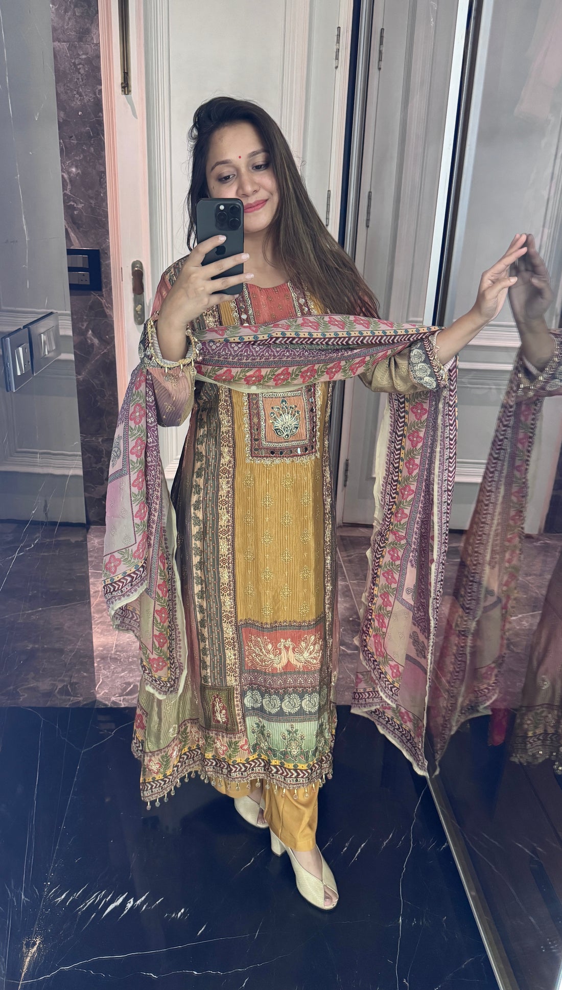 Tissue organza Anarkali suit