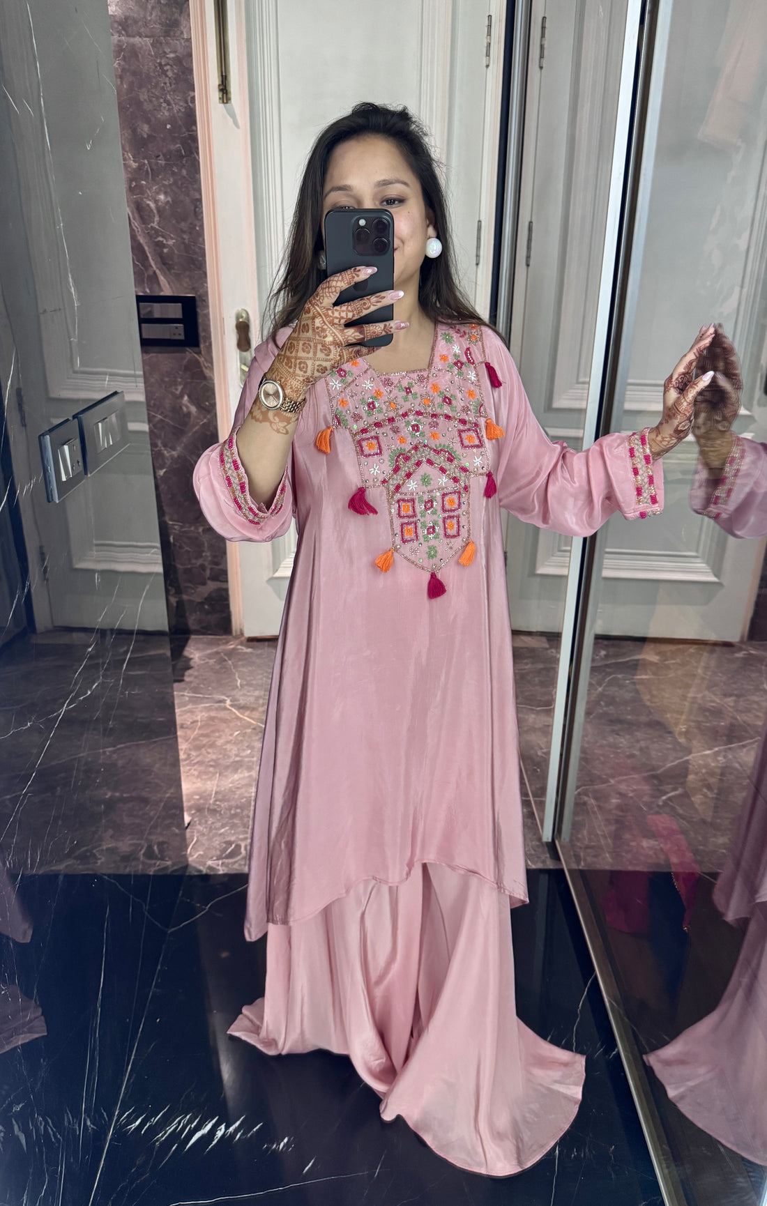 Crepe waterfall sharara set