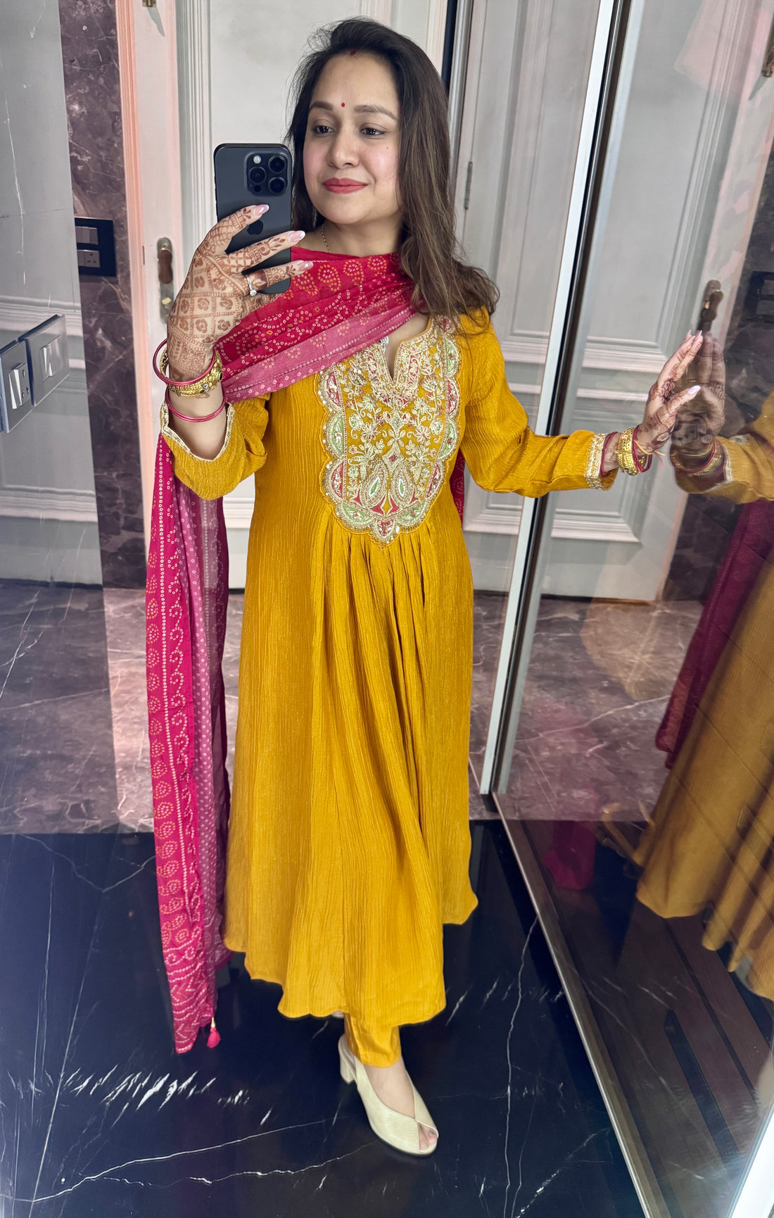 Crush tissue Anarkali suit